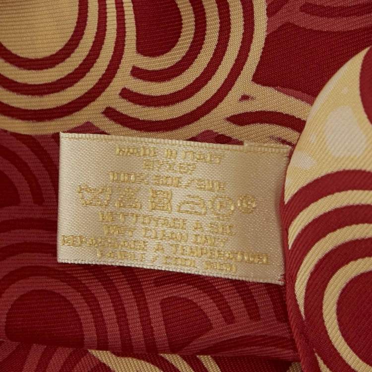 Pre Owned Cartier Red Silk Printed Sqaure Scarf