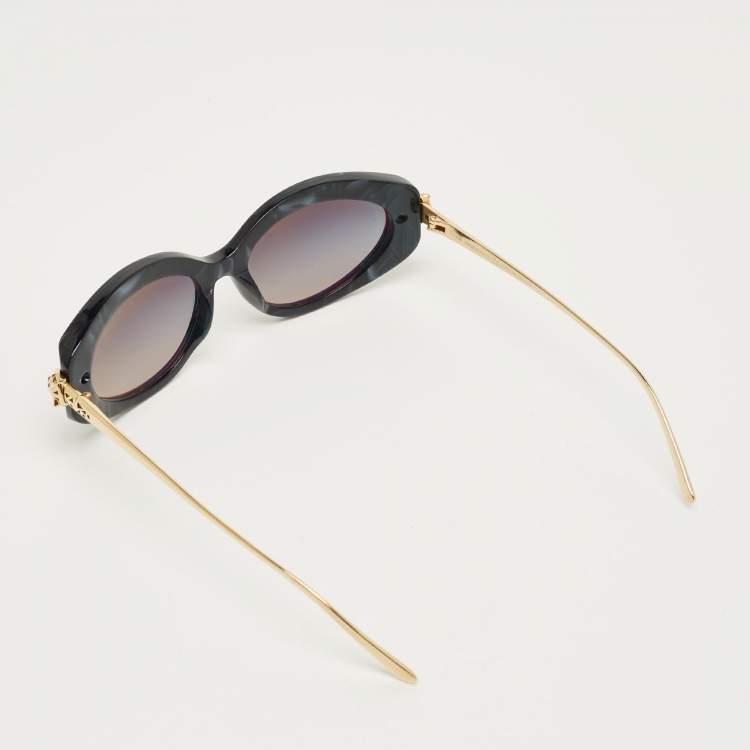 Pre Owned Cartier Teal/Gold Tone Gradient CT0213S Panthere Cat Eye Sunglasses