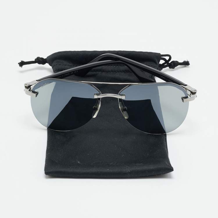 Pre Owned Cartier Black CT0275S Aviators Sunglasses
