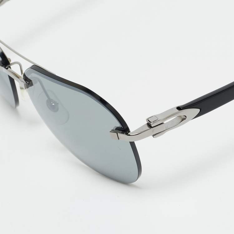 Pre Owned Cartier Black CT0275S Aviators Sunglasses