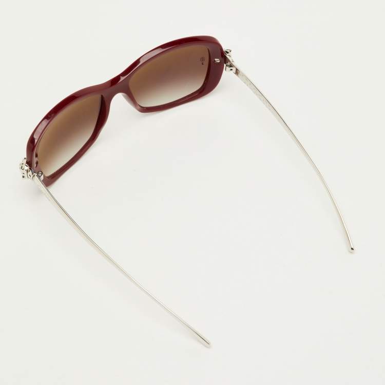 Pre Owned Cartier Burgundy/Grey Gradient Panthere Wild Cat Eye Sunglasses