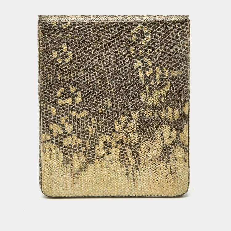 Pre Owned Cartier Cigarette Case Cream/Gold Lizard 