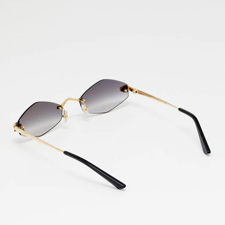 Pre Owned Cartier Black/Gold Gradient CT0133S Panthere De Cartier Sunglasses