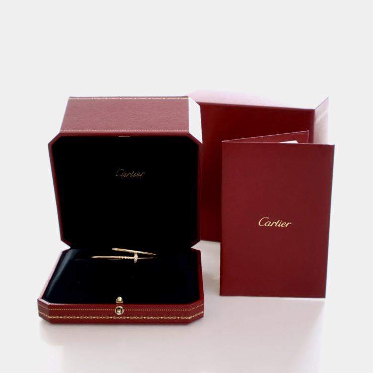 Pre Owned Cartier Small Model Diamond 18k Yellow Gold Juste Un Clou Bracelet Sz 15