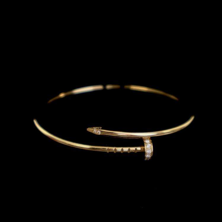 Pre Owned Cartier Small Model Diamond 18k Yellow Gold Juste Un Clou Bracelet Sz 15