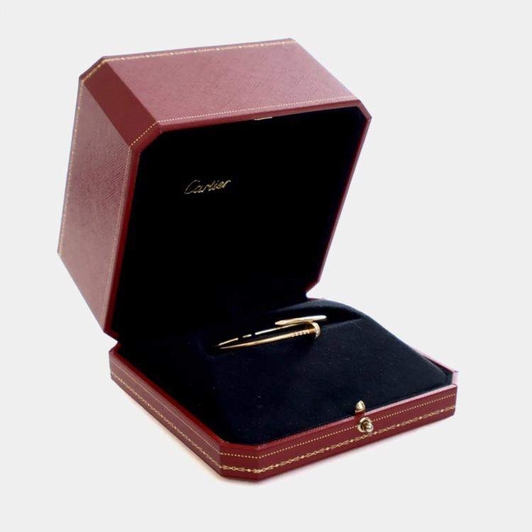 Pre Owned Cartier Small Model Diamond 18k Yellow Gold Juste Un Clou Bracelet Sz 15