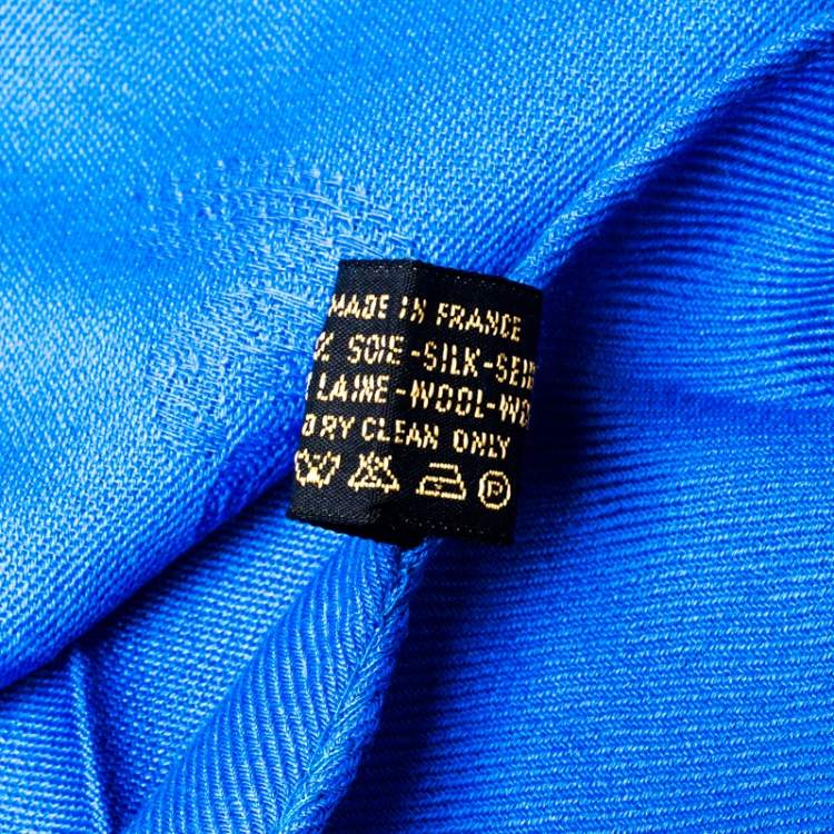 Pre Owned Must De Cartier Blue Panthere Monogram Wool and Silk Blend Square Scarf