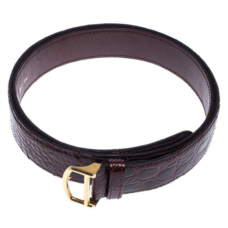 Pre Owned Cartier Dark Burgundy Crocodile Les Must De Cartier Belt 86CM