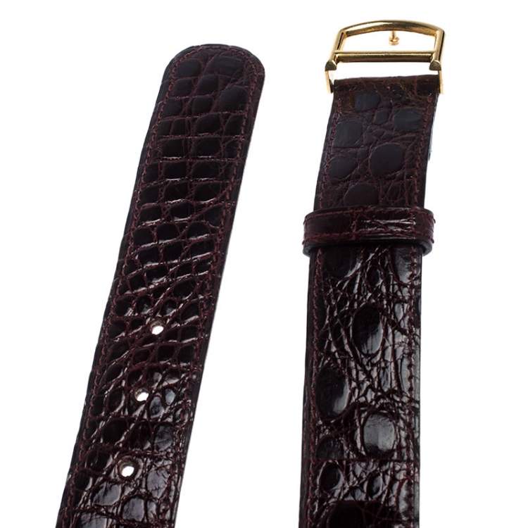 Pre Owned Cartier Dark Burgundy Crocodile Les Must De Cartier Belt 86CM