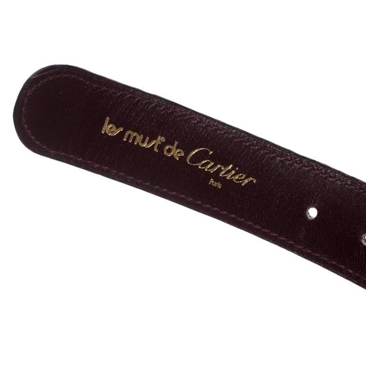 Pre Owned Cartier Dark Burgundy Crocodile Les Must De Cartier Belt 86CM