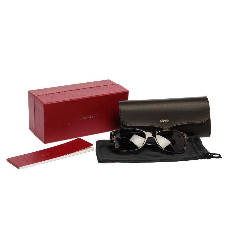 Pre Owned Cartier Black/Green Tortoise Polarized Premiere Wayfarer Sunglasses