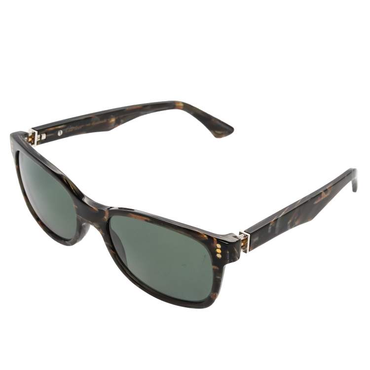 Pre Owned Cartier Black/Green Tortoise Polarized Premiere Wayfarer Sunglasses