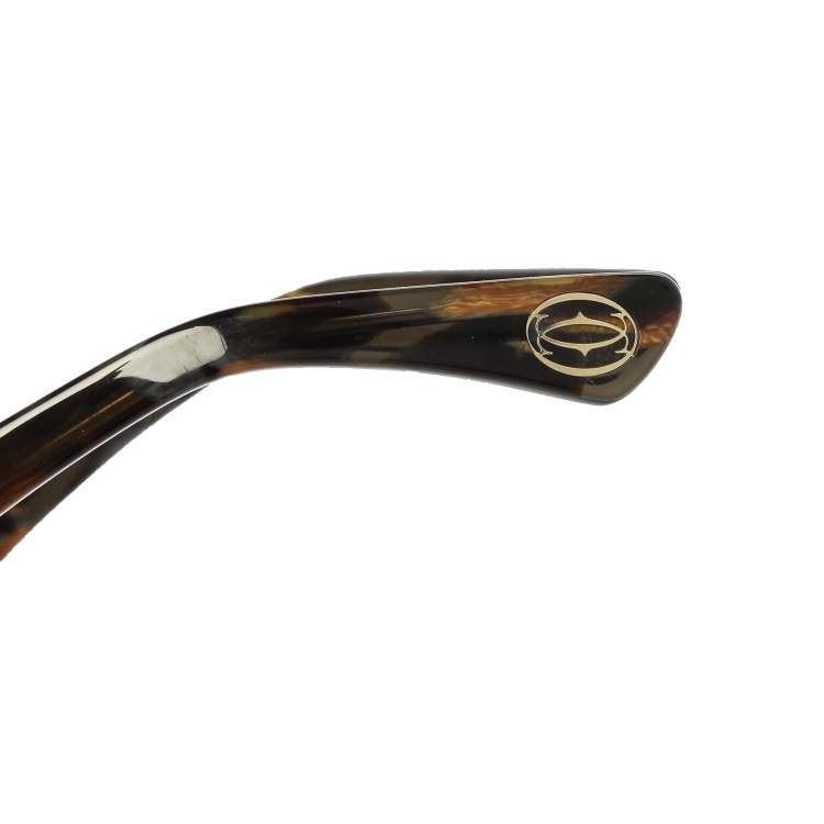 Pre Owned Cartier Black/Green Tortoise Polarized Premiere Wayfarer Sunglasses