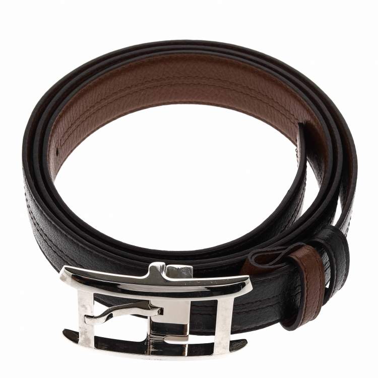 Pre Owned Cartier Dark Brown Leather Buckle Belt 120 CM