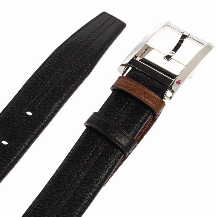 Pre Owned Cartier Dark Brown Leather Buckle Belt 120 CM