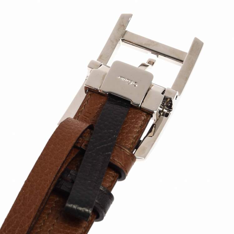 Pre Owned Cartier Dark Brown Leather Buckle Belt 120 CM
