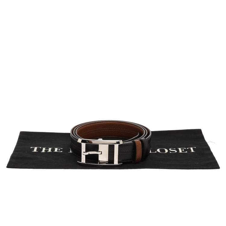 Pre Owned Cartier Dark Brown Leather Buckle Belt 120 CM