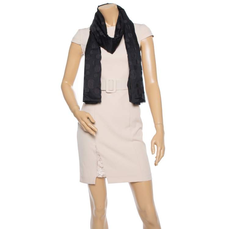 مملوكة مسبقًا Cartier Black Logo Monogram Silk Jacquard Stole