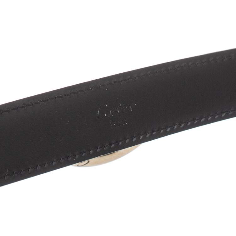 Pre Owned Cartier Black Leather Chain Belt 95CM