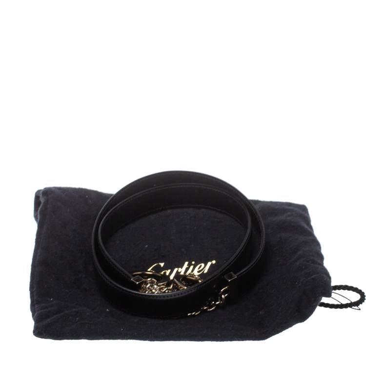 Pre Owned Cartier Black Leather Chain Belt 95CM