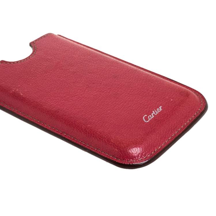 Pre Owned Cartier Red Leather iPhone Case