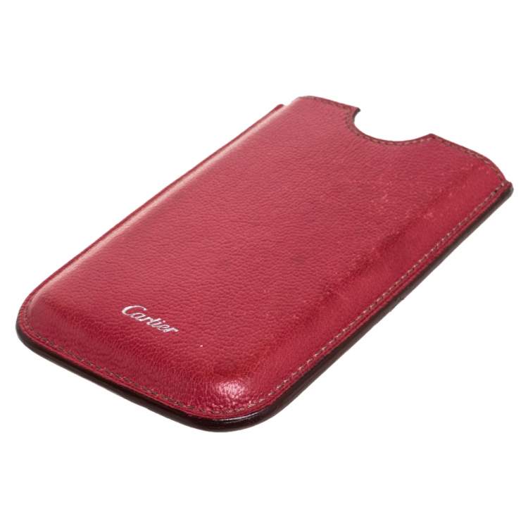 Pre Owned Cartier Red Leather iPhone Case