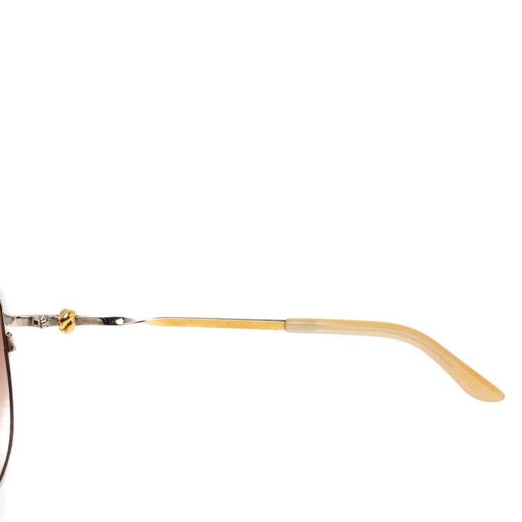 Pre Owned Cartier Two Tone / Brown Gradient CT0089S Trinity de Cartier Cateye Sunglasses