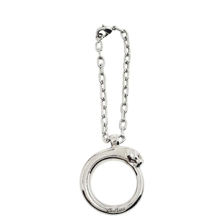 Pre Owned Cartier Silver Tone Panthere Chain Key Chain