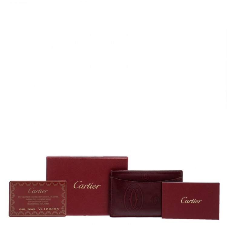 Pre Owned Cartier Red Glazed Leather Happy Birthday Single Card Holder