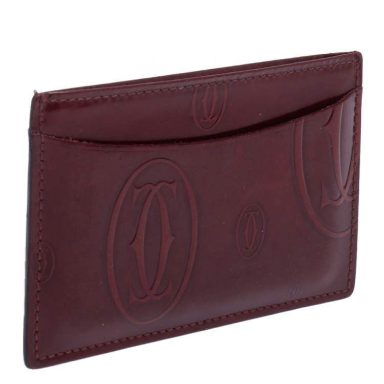 Pre Owned Cartier Red Glazed Leather Happy Birthday Single Card Holder