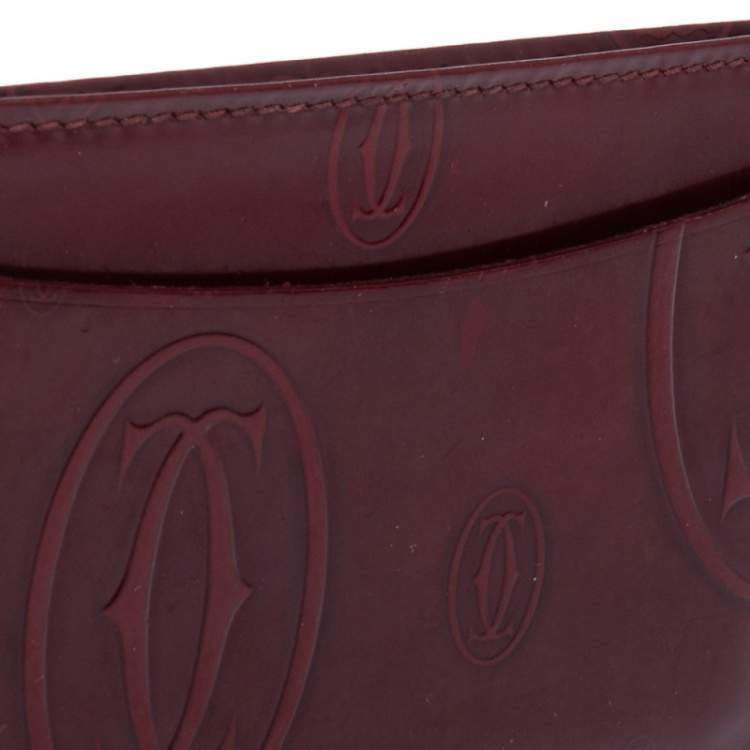 Pre Owned Cartier Red Glazed Leather Happy Birthday Single Card Holder