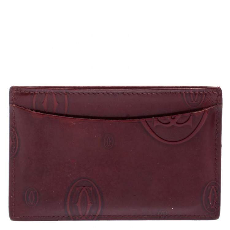 Pre Owned Cartier Red Glazed Leather Happy Birthday Single Card Holder