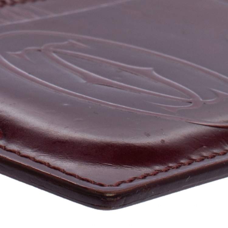 Pre Owned Cartier Red Glazed Leather Happy Birthday Single Card Holder
