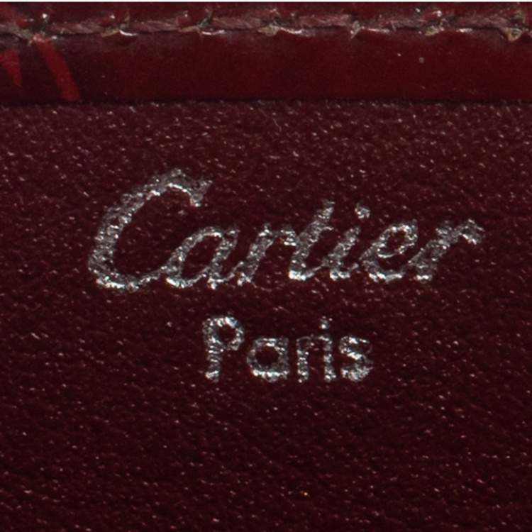 Pre Owned Cartier Red Glazed Leather Happy Birthday Single Card Holder