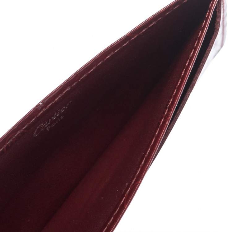 Pre Owned Cartier Red Glazed Leather Happy Birthday Single Card Holder
