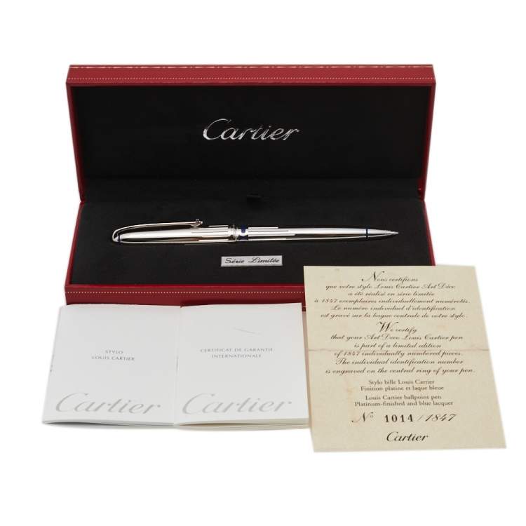 Pre Owned Cartier Platinum Tone Limited Edition Art Deco Dandy BallPoint Pen