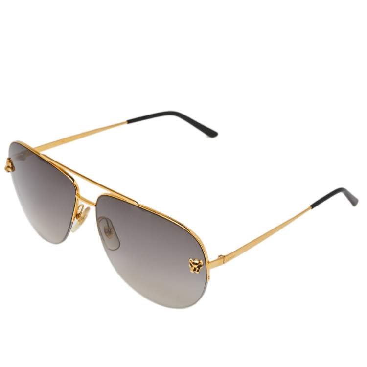 مملوكة مسبقًا Cartier Gold/Black Gradient Panthere De Cartier Aviator Sunglasses