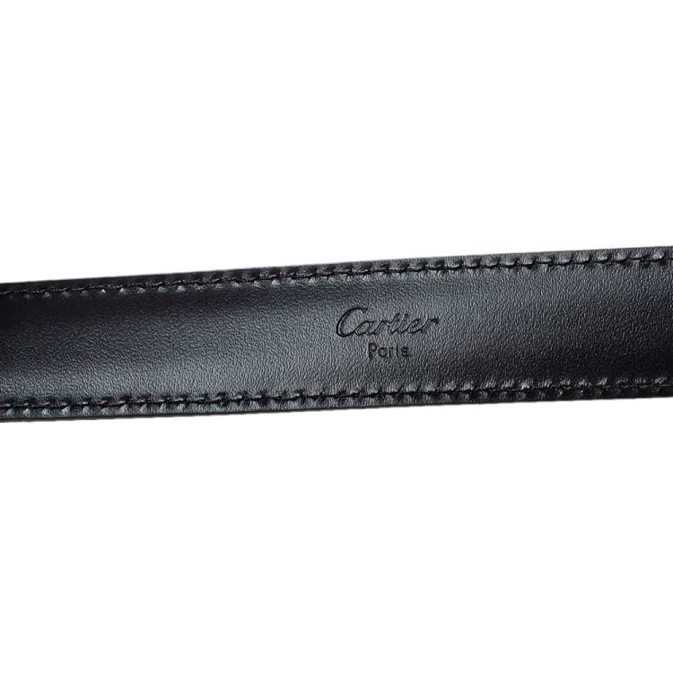 Pre Owned Cartier Black Leather Chain Belt 95CM