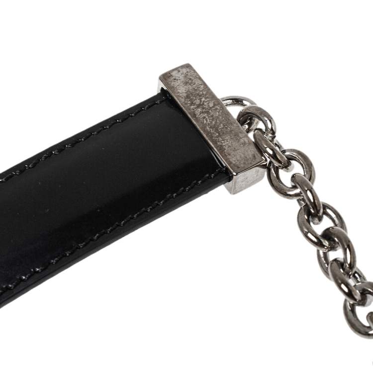 Pre Owned Cartier Black Leather Chain Belt 95CM