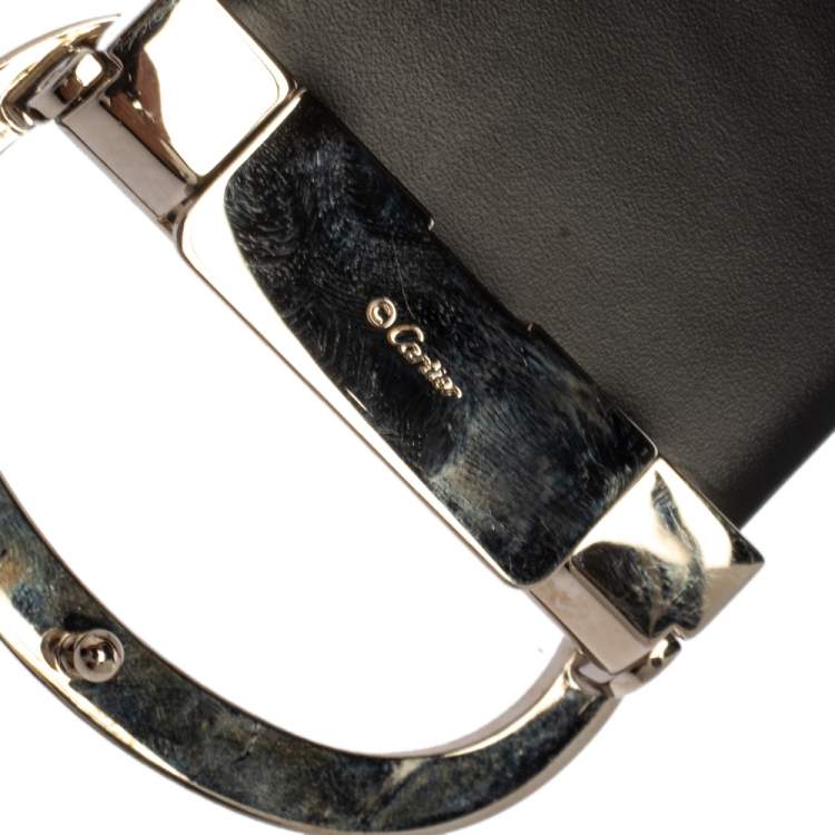 Pre Owned Cartier Black Patent Leather Oval Buckle Waist Belt 90CM