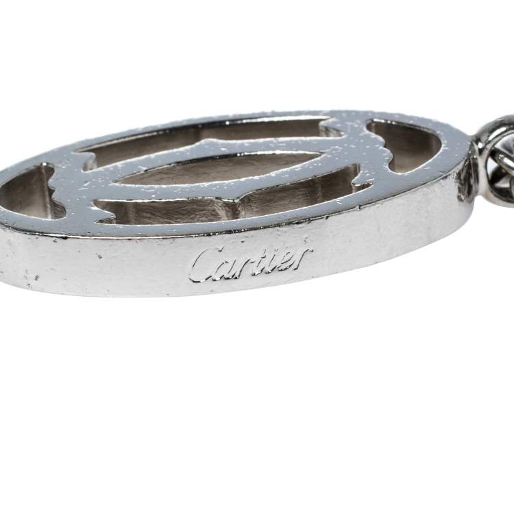 Pre Owned Cartier Silver Tone Logo Bag Charm/Key Chain