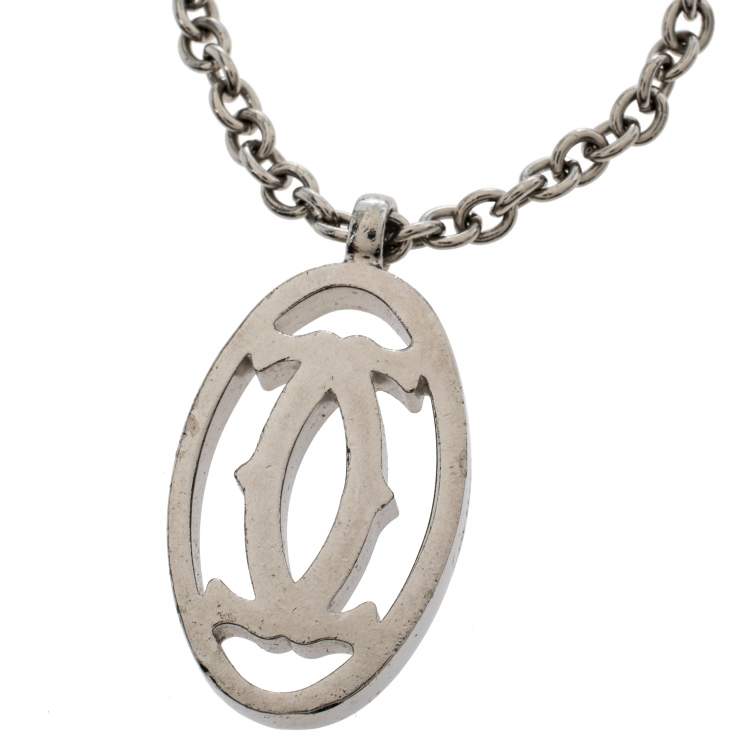 Pre Owned Cartier Silver Tone Logo Bag Charm/Key Chain