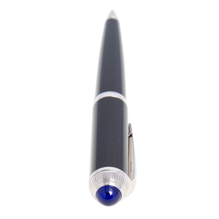 Pre Owned Cartier R De Cartier Black Resin Palladium Finish Ballpoint Pen
