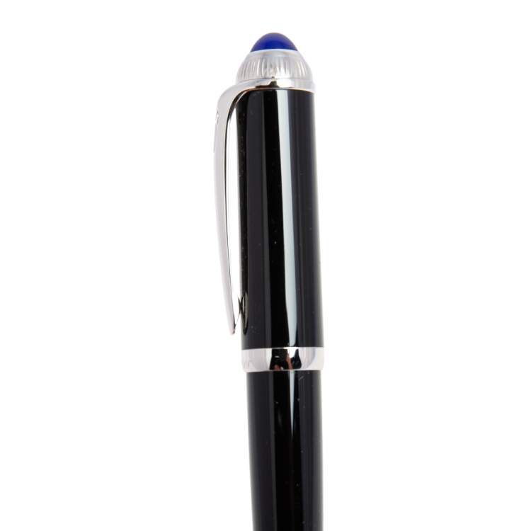 Pre Owned Cartier R De Cartier Black Resin Palladium Finish Ballpoint Pen