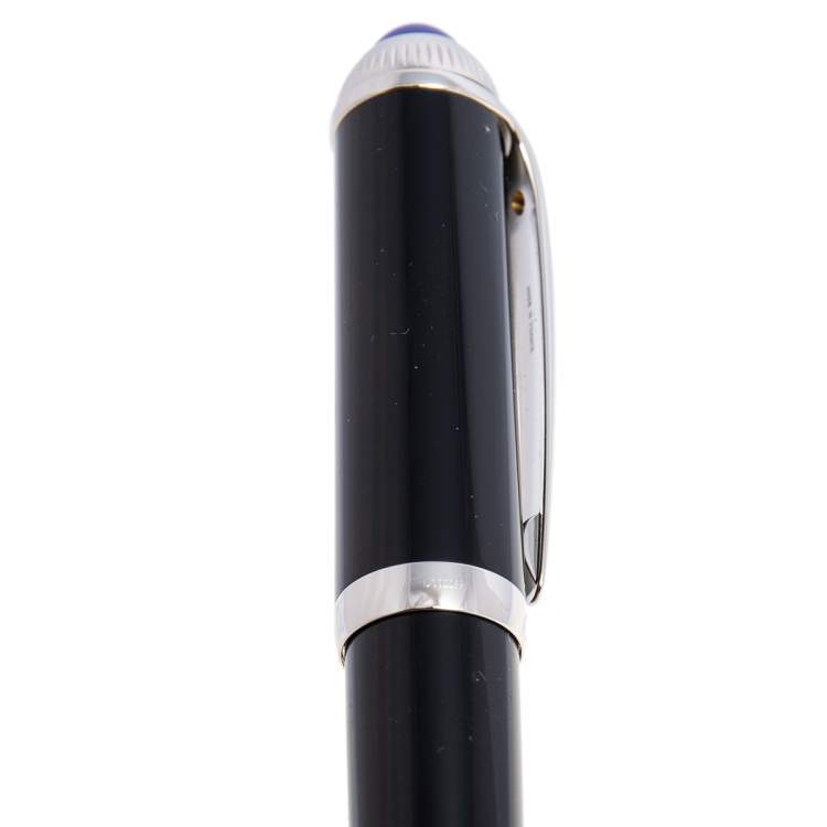 Pre Owned Cartier R De Cartier Black Resin Palladium Finish Ballpoint Pen