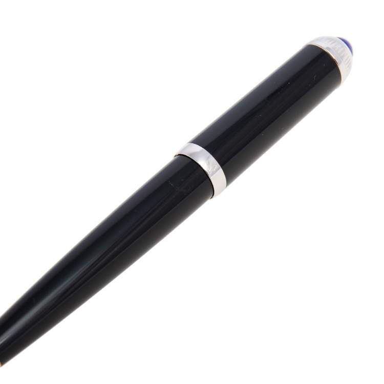 Pre Owned Cartier R De Cartier Black Resin Palladium Finish Ballpoint Pen
