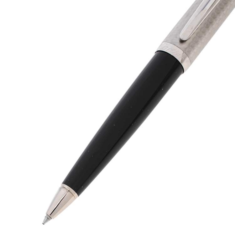 Pre Owned Cartier R De Cartier Palladium Finish Black Composite BallPoint Pen