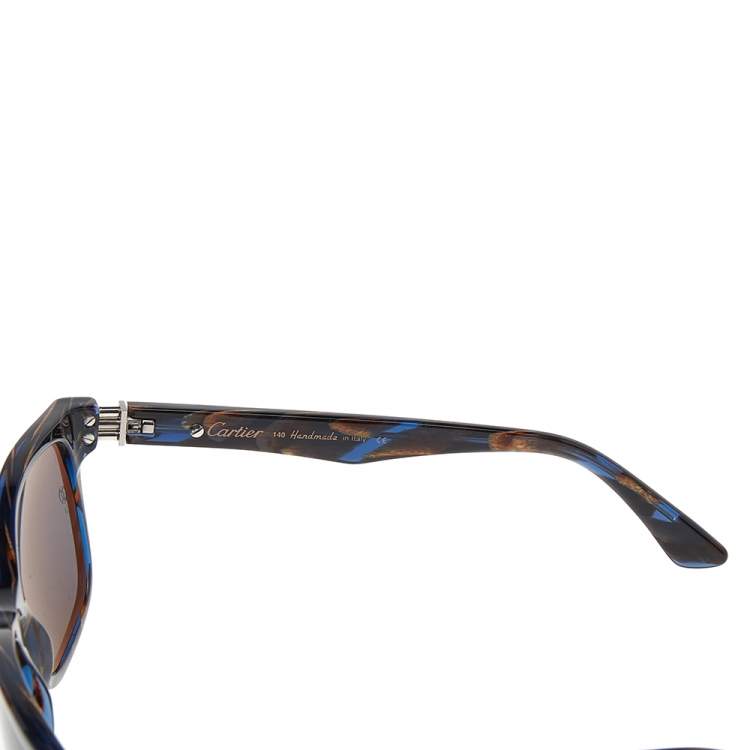 Pre Owned Cartier Black Tortoise/ Grey Polarized Premiere Wayfarer Sunglasses