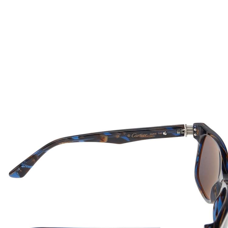 Pre Owned Cartier Black Tortoise/ Grey Polarized Premiere Wayfarer Sunglasses