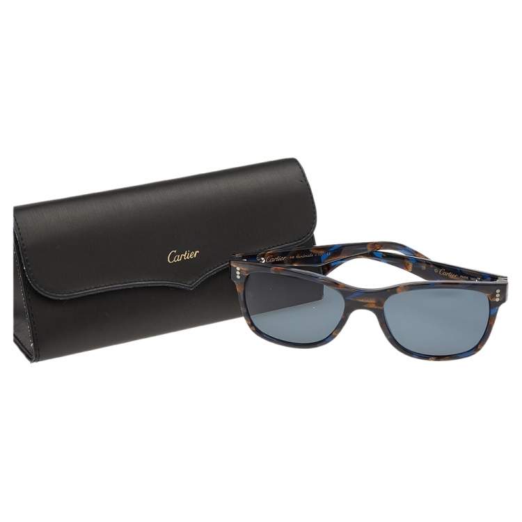 Pre Owned Cartier Black Tortoise/ Grey Polarized Premiere Wayfarer Sunglasses